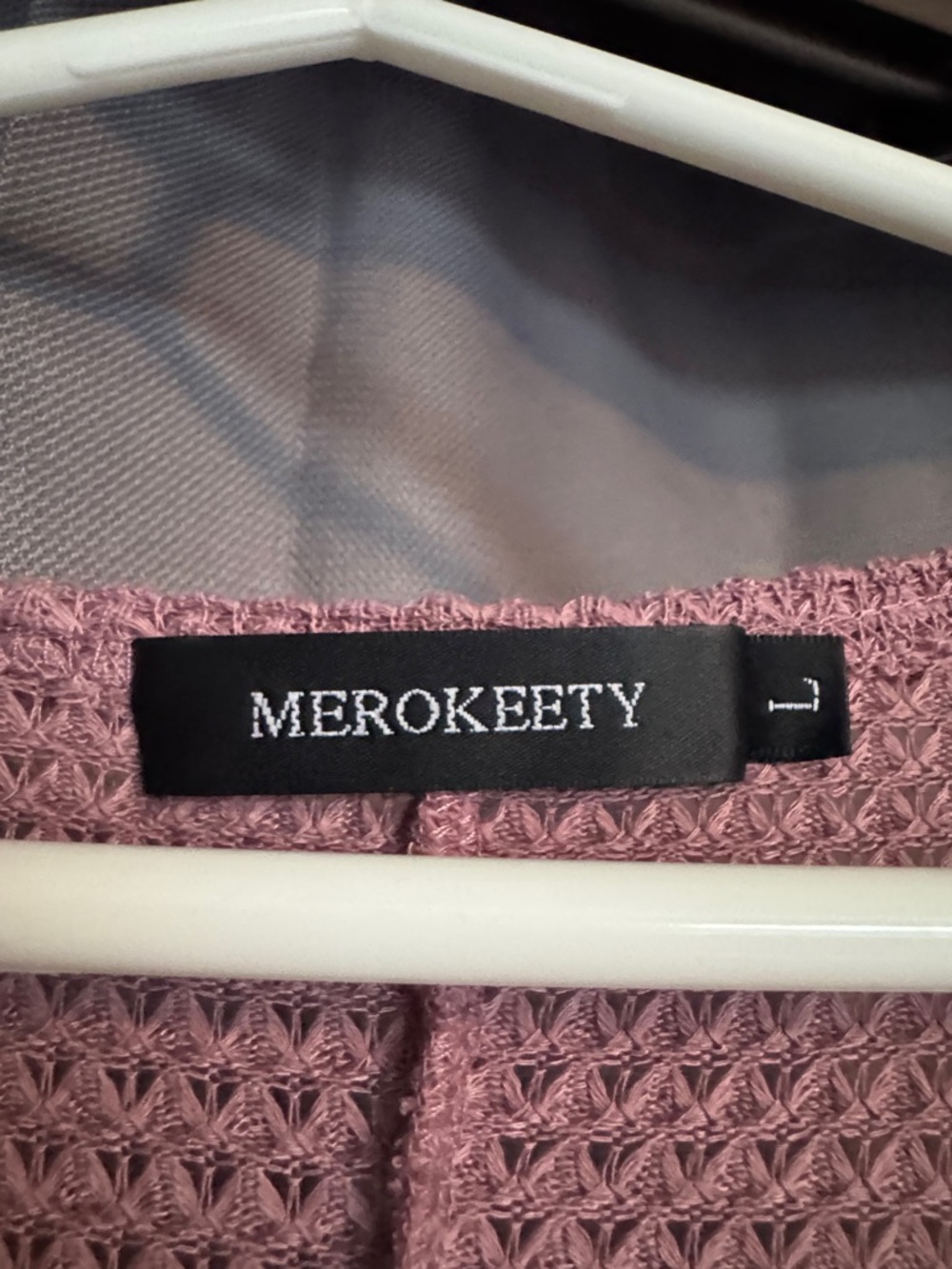Merokeety Waffle-Knit Open Cardigan - Mauve Pink - Picture 2 of 4